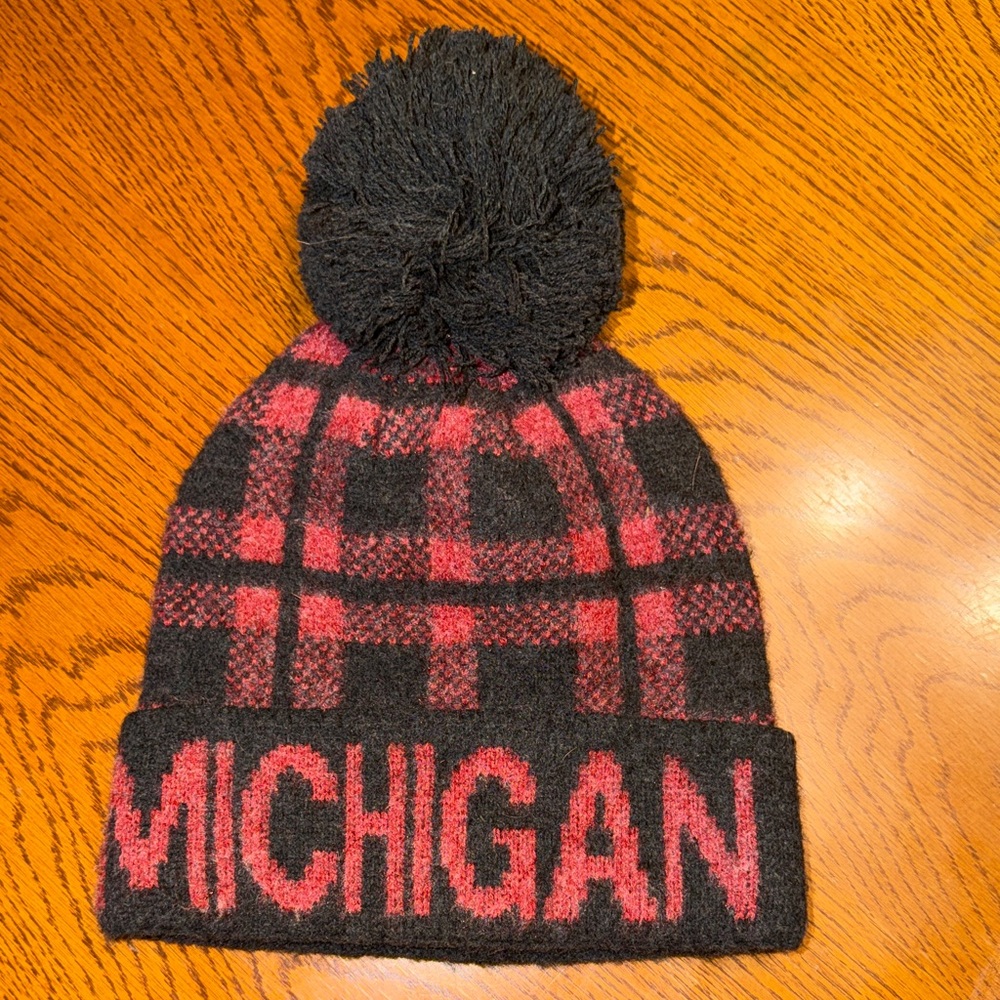 Robin Ruth Black and Red Plaid Michigan Beanie